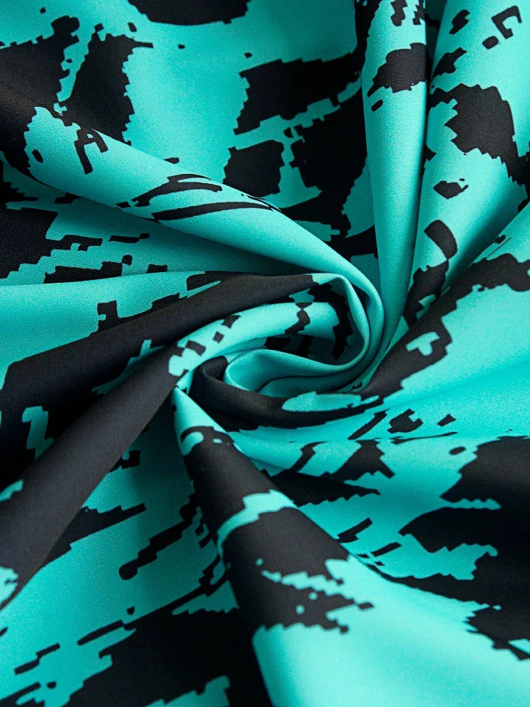 Acetate Satin Floral Dress Women's Vintage Green Lantern Sleeve V-neck Long Skirt Women's Design Sense 2024 Spring/Summer