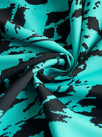 Acetate Satin Floral Dress Women's Vintage Green Lantern Sleeve V-neck Long Skirt Women's Design Sense 2024 Spring/Summer