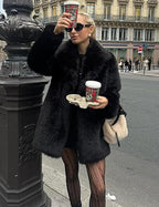 Flowering Girl Women Lily Faux Fur Fur Jacket Mid-length Warm Coat