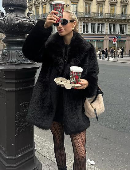Flowering Girl Women Lily Faux Fur Fur Jacket Mid-length Warm Coat