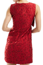 Burgundy Bow Jacquard Mini Dress