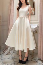 Bow U-Neck Sleeveless Hepburn Midi Dress