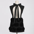 Flowering Girl Women xaviera rose applique mini dress in black