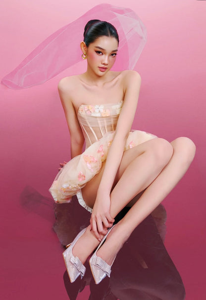 Roxya Floral Strapless Corset Mini Dress