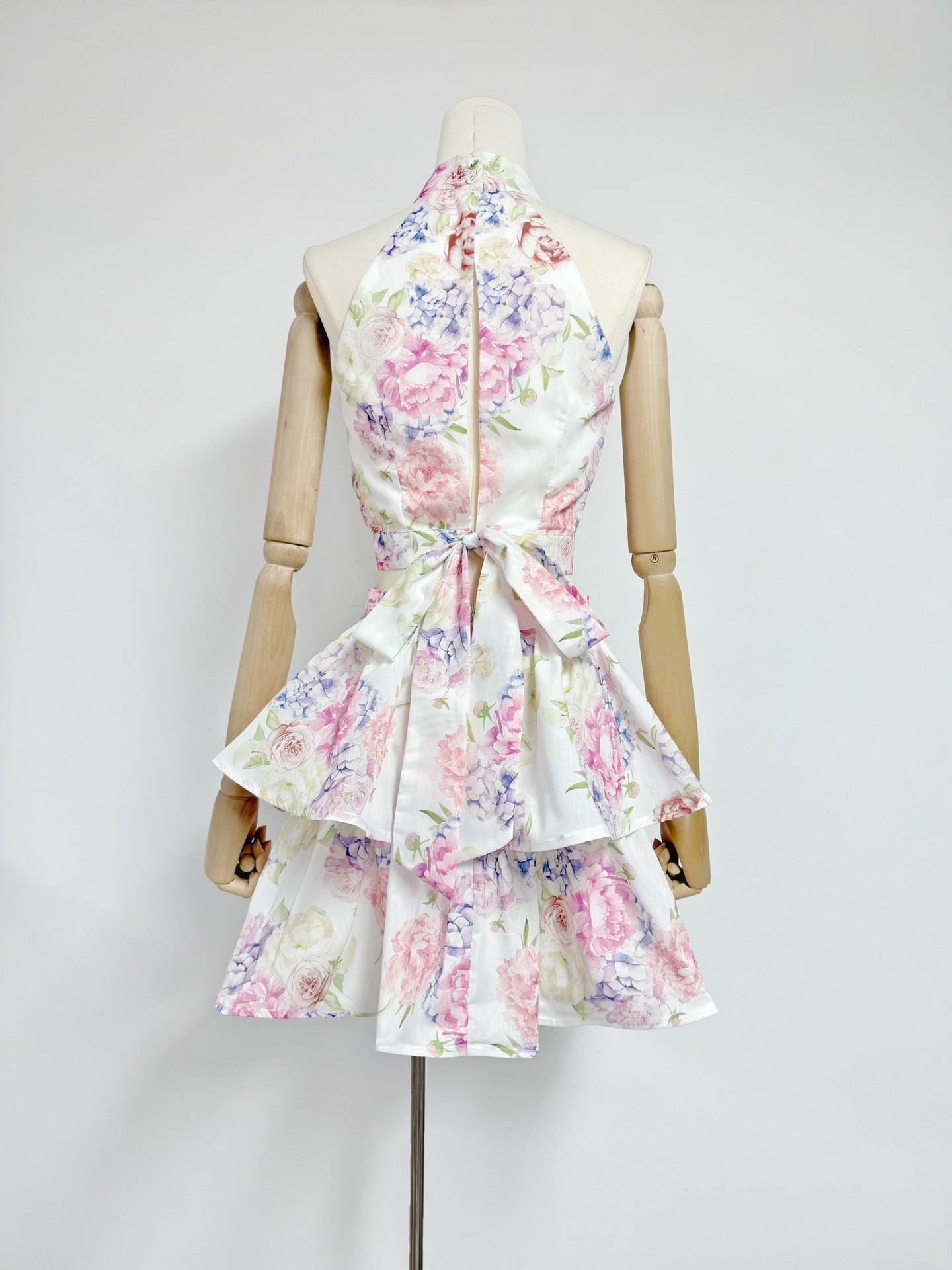 Flowering Girl Women jessica printed backless halter top skirt set in pink
