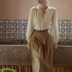 Cream Apricot V-Neck Top
