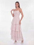 eileen floral print layer strappy maxi dress - pink