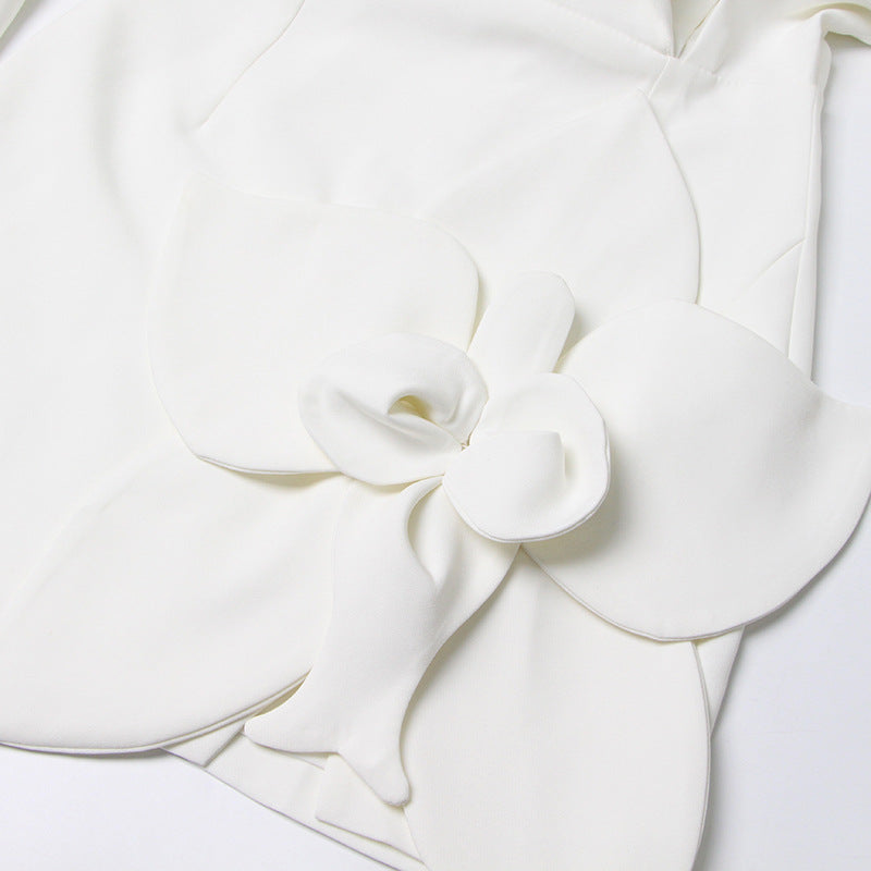 Flowering Girl Women Flower Blazer Dress In White