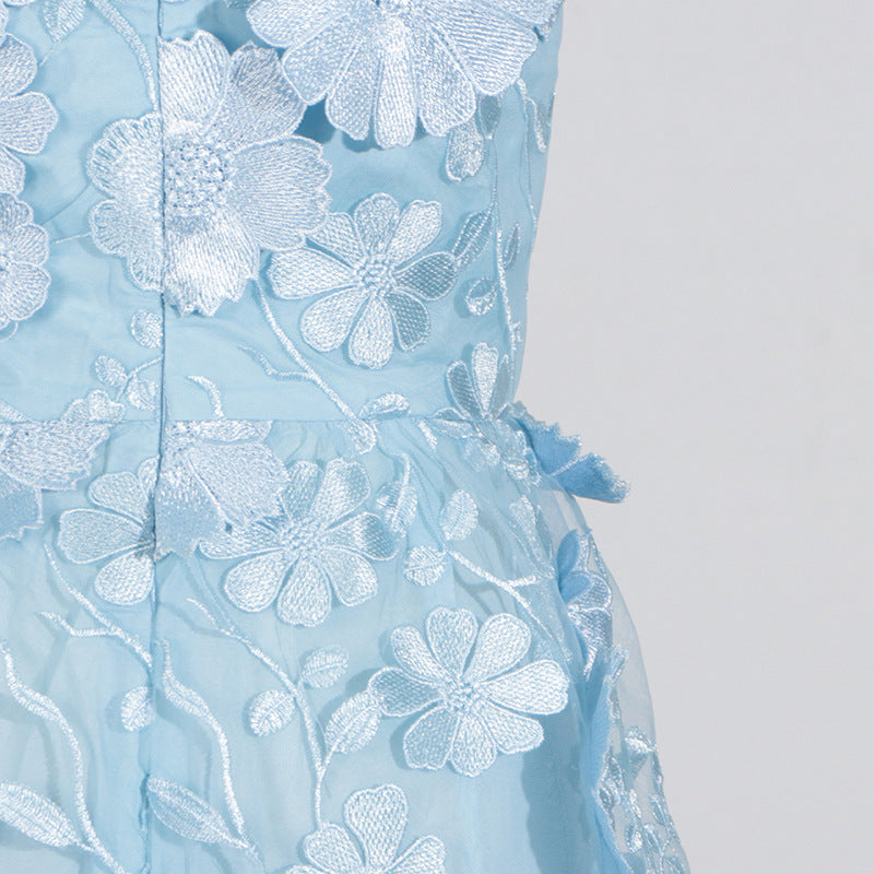 Flowering Girl Women Selene 3D flower Tiered Maxi Dress In Blue