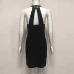Nelly Pearl Rhinestone Halter Mini Dress In Black
