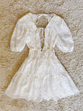 Flowering Girl Women white cut-out lace-up backless dress