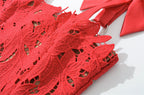 Flowering Girl Women hermosa Bow Strap Embroidered Lace Maxi Dress in red