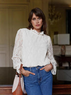 Hollow Lace Long-Sleeved Top Shirt