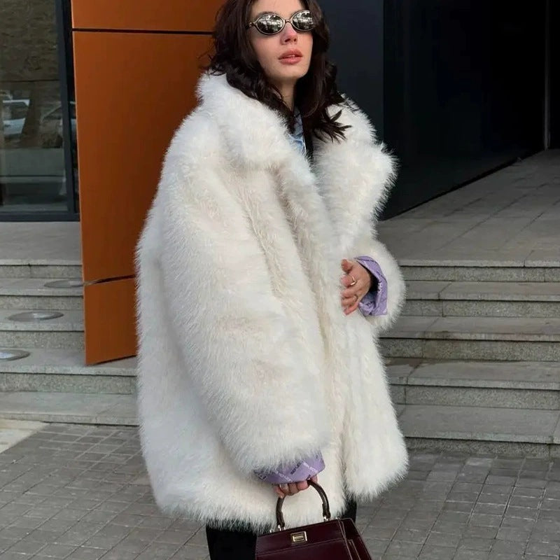 Flowering Girl Women imitation fox fur coat in winter
