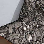 Flowering Girl Women Strapless Black Lace Corset Ruffle Tulle Mini Dress