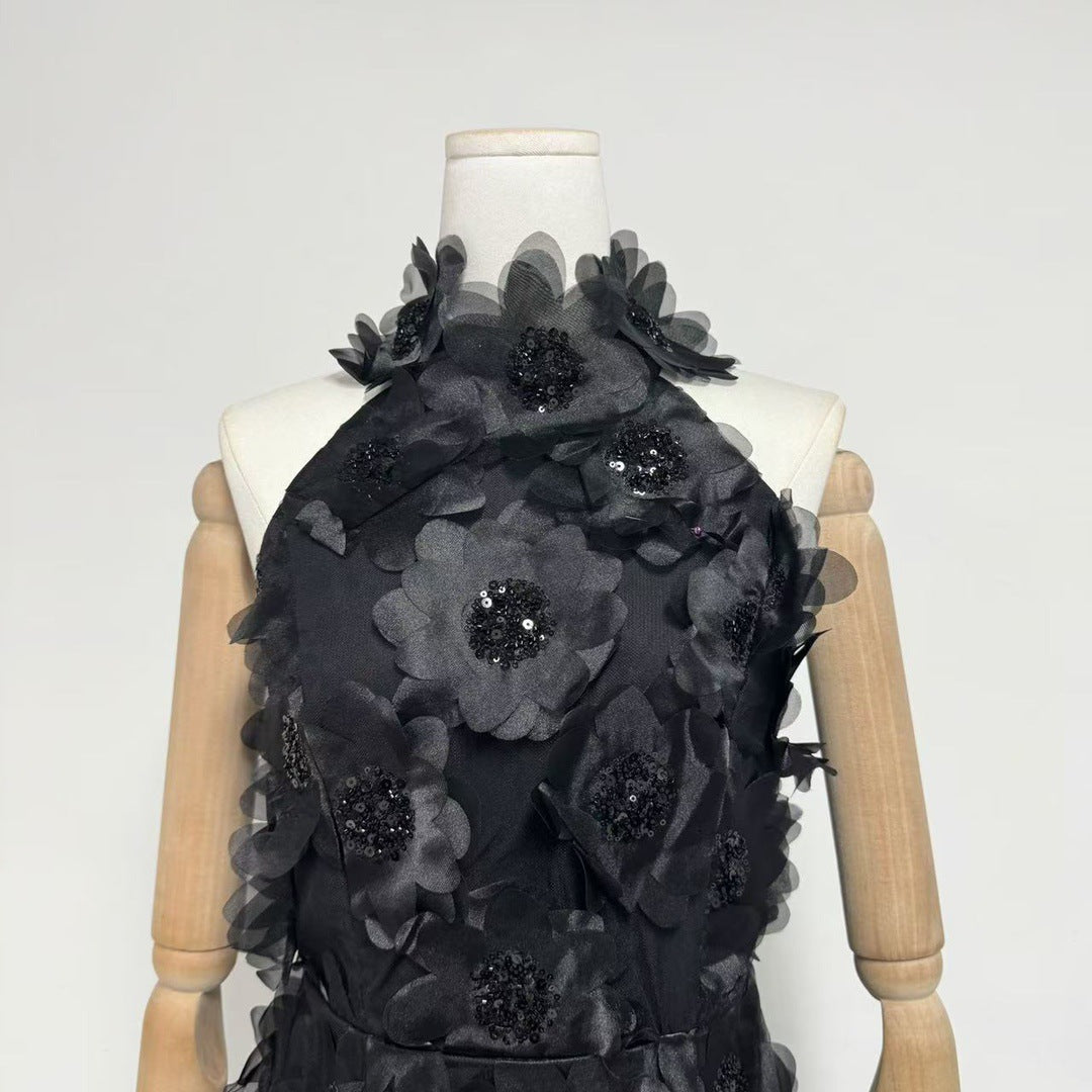 Cherry Blossom Mini Dress in Black