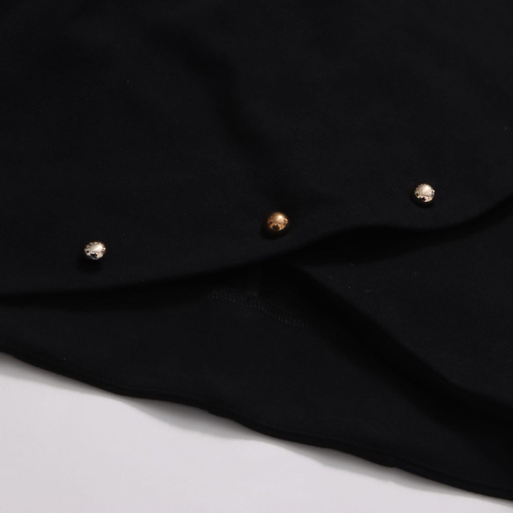 Button-Embellished Cotton-Jersey Top Maxi Skirt Suit In Black