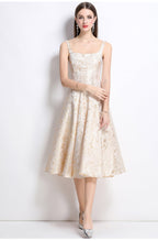 Flowering Girl Women vanessa A-line Jacquard midi dress - apricot