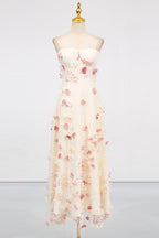 Flowering Girl Women Off-Shoulder Embroidered Maxi Dress In Apricot