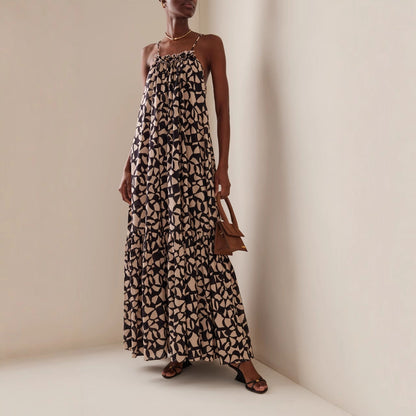 floral Printed backless slip maxi dress