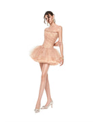 Flowering Girl Women venus Strapless polka dot mesh tulle mini dress - brown