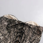 Flowering Girl Women Strapless Black Lace Corset Ruffle Tulle Mini Dress