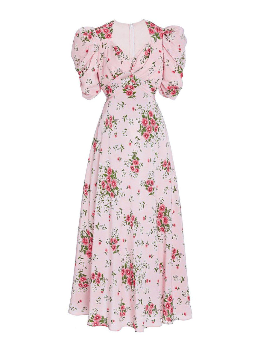 Pink Floral  V-Neck Maxi Dress