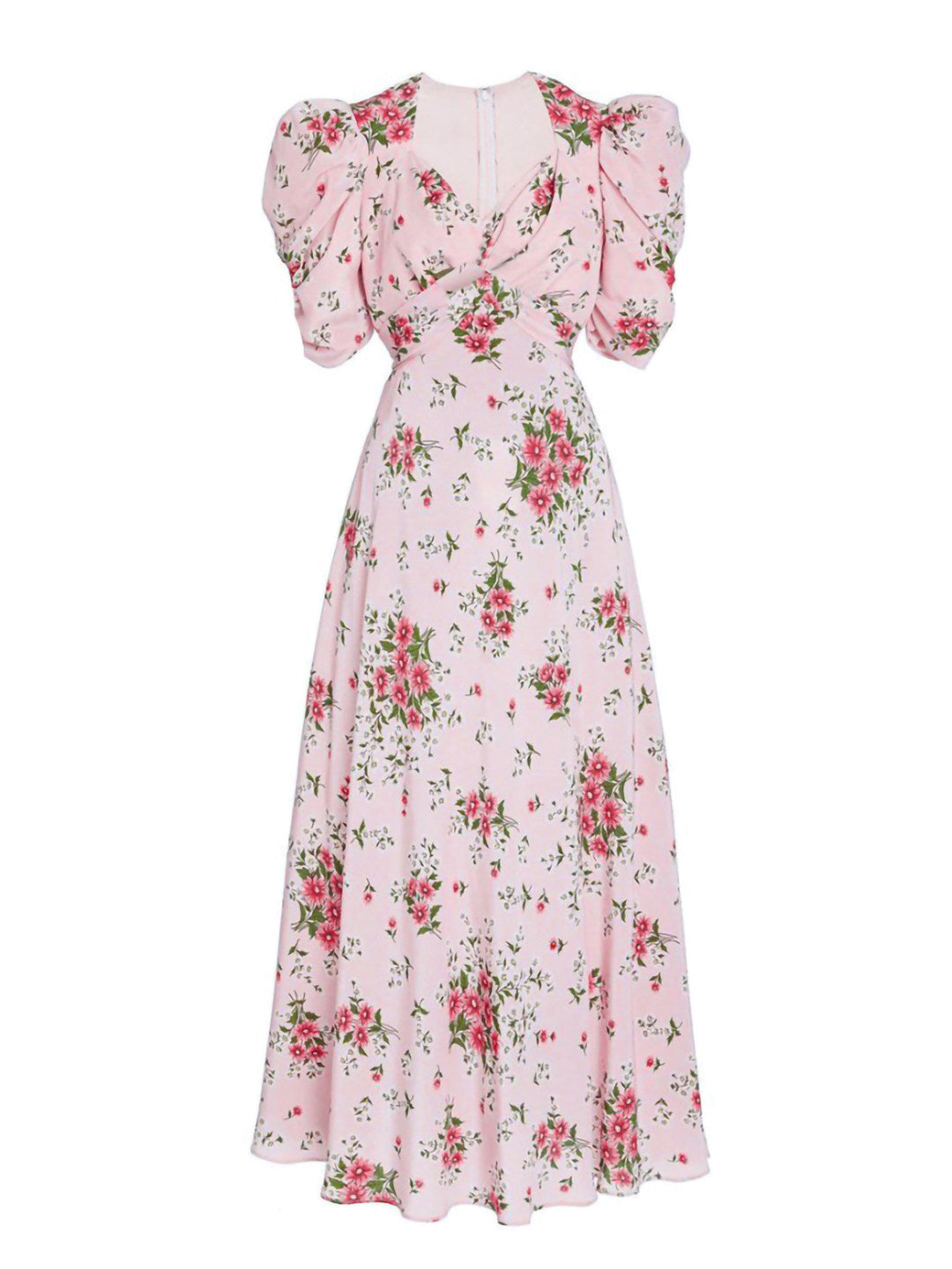 Pink Floral  V-Neck Maxi Dress