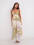 Léa Lace Patchwork Floral Cami Maxi Dress