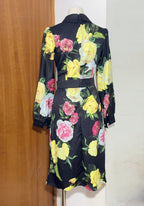 Flowering Girl Women Bernice Rose Print Shirt Midi Dress In Black