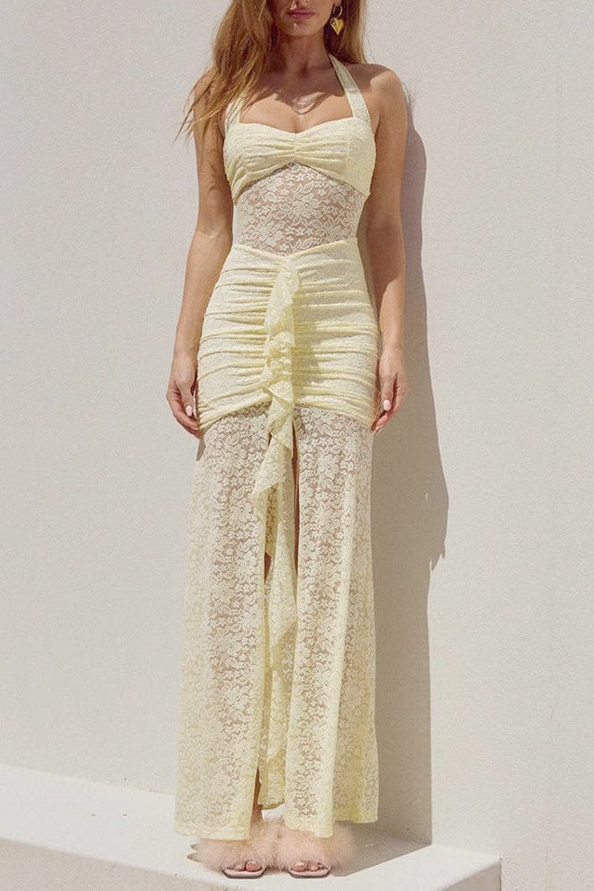 New Fashionable Off-Shoulder Slimming Lace Dress