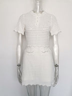 angela ruffle trim Pearl beaded knit sweater