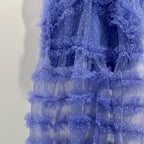 Flowering Girl Women v-neckline tiered mesh gown in blue