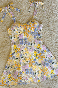 Multicolor Floral Tie-Strap Bustier Mini Dress