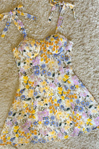 Multicolor Floral Tie-Strap Bustier Mini Dress