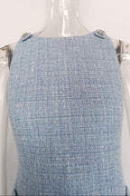 Flowering Girl Women Halter Neck Tweed Vest Mini Dress In Blue
