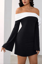 Flowering Girl Women black Off-the-Shoulder Flared Sleeve Mini Dress