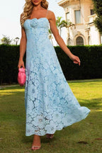 Flowering Girl Women Samantha Hollow Out Sleeveless Maxi Dress In Blue
