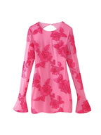 Floral Embroidered Open Back Mini Dress