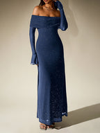 Sprinkled Strapless Long-Sleeved Maxi Dress