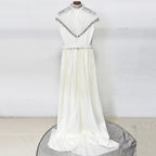 Flowering Girl Women Mesh-paneled beaded rhinestone-embellished maxi dress - white