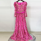 Flowering Girl Women pink embroidered sequin long dress