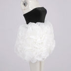 Flowering Girl Women tina white 3d flowers strapless black mini dress