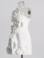 Flowering Girl Women Emily Flower Halter Neck Mini Dress In White