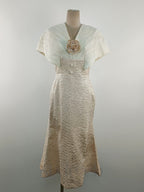Flowering Girl Women Venus Champagne Stitched High-Waisted Fishtail Midi Dress
