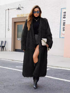 Flowering Girl Women verna V-neck long imitation fur coat