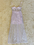 Flowering Girl Women Lavender Sequin Corset Maxi Dress