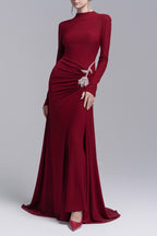 Flowering Girl Women Hedwig Rose Embellished Gathered Sheath Gown In Red