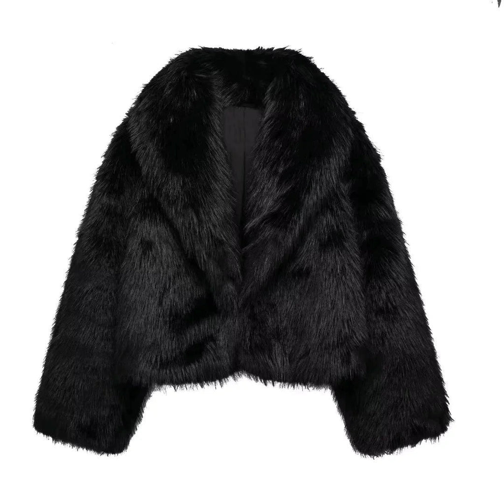 Flowering Girl Women fox fur imitation fur cropped jacket