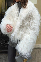 Flowering Girl Women michaelia fur lapel jacket in white